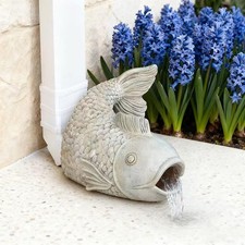 Rainwater Diverter Farmhouse Courtyard Fish Gutter Downspout Extender Statue