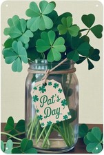 St Patrick's Day Shamrock Vintage Irish Tin Metal Signs Home D cor 8x12