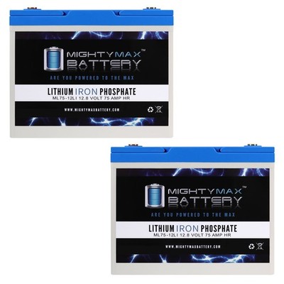 Mighty Max 12V, 75Ah, Lithium, Battery Compatible with Delta DT 1275 - 2 Pack