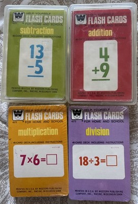 Whitman Math Flash Cards Lot (4) - Addition Subtraction Multiplication Division