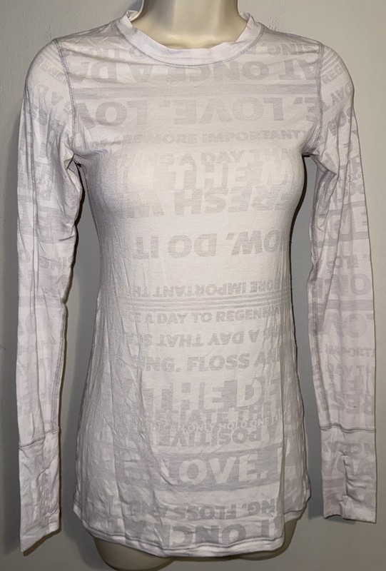 Semi Sheer Lululemon Daily Practice Top Discover Manifesto Burnout White Sz 4