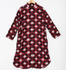 Marimekko x Uniqlo Flannel Shirt Dress Womens Size L Red Floral Long Sleeve