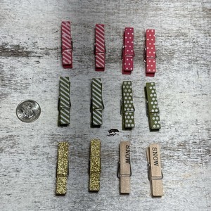 Whittles Holidays Screenprinted Wooden Clothespins Assorted Designs 12 Counts