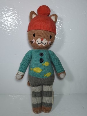 Cuddle + Kind Maximus Cat 15  Knit Plush Doll animal Stuffed Fish Sweater Hat!!