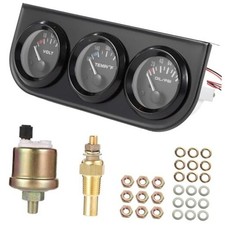 Triple Gauge Kit, 3 in 1 Car Meter, Voltmeter  Water Temperature Gauge  Black