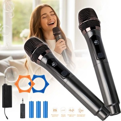 Dual Mikrofon Kabellos System,Funkmikrofon Karaoke Mikro Wireless Microphone DE