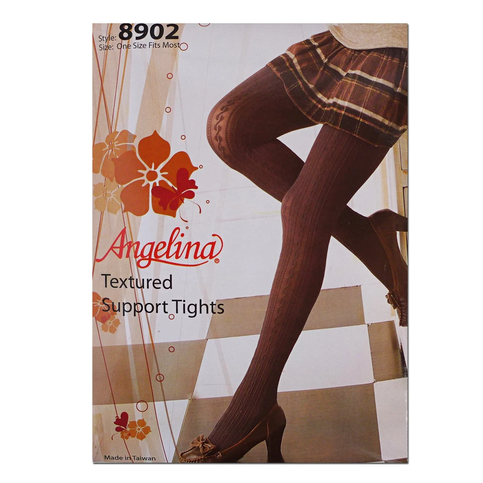 Angelina Mujer Negro Opaco Cable Tejido Encaje Estampado Invierno Apretado TALLA ÚNICA 8902 Foto 3 de 3