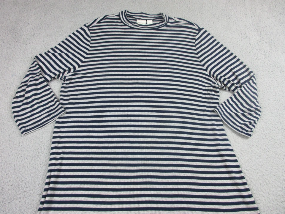 Chicos Zenergy 束腰上衣女式 3 蓝色条纹长袖弹力 40x32 — 第 2/4 张图片