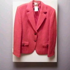 Women’s “Basler” Salmon Pink Wool Blazer Jacket Jewel Buttons Size 2 Coat