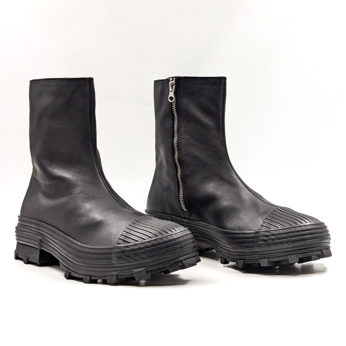 Camperlab Men Traktori Black Leather Zip Lug Combat Ankle Camperlab Men Traktori Black Leather Zip Lug Combat Ankle