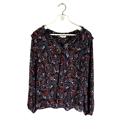 Hush Womens Top Multicolour UK 4 Paisley Print Long Sleeve Blouse