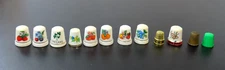 12ct Mixed Lot of Thimbles--Fruit Floral Porcelain, Metal and 1 Plastic