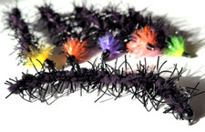 CREEPER LEECH - Set of (6) Streamer Fly- BLACK / MULTI COLOR- Hand Tied in USA