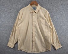 L.L. BEAN Men's Yellow Striped Classic Casual Button Down Shirt L XL