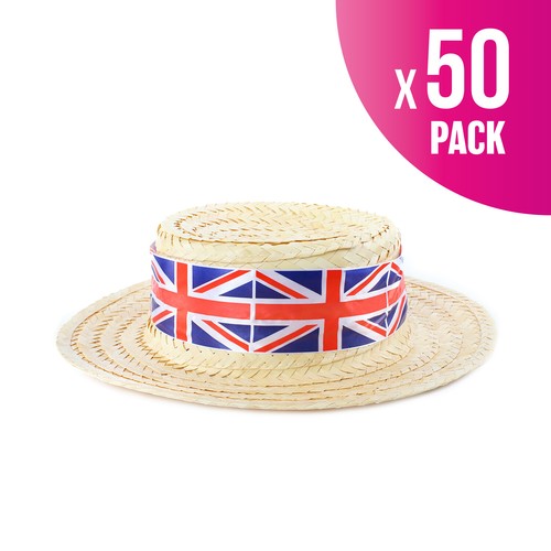 50 X UNION JACK STRAW BOATER HAT 1920S 