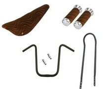 20" VINTAGE LOWRIDER VELOUR BANANA SEAT W/ GRIPS, SISSYBAR HANDLEBAR BROWN