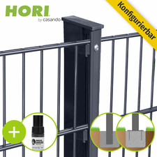 HORI Doppelstabmattenzaun Anthrazit Matten Zaun inkl Pfosten Garten Set 8/6/8