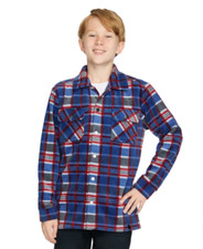 Quiksilver Youth Boy Size L 14/16 Fleece Shirt Jacket Shacket Pockets Snap Blue