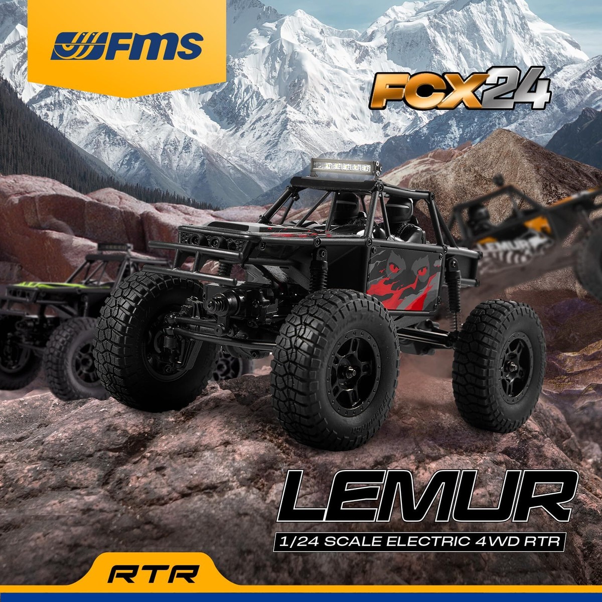 FMS LEMUR FCX24 1/24スケール 4WD RTR 赤 FMS 1/24 FCX24 Lemur RTR | Realistic Scale RC Car Adventure