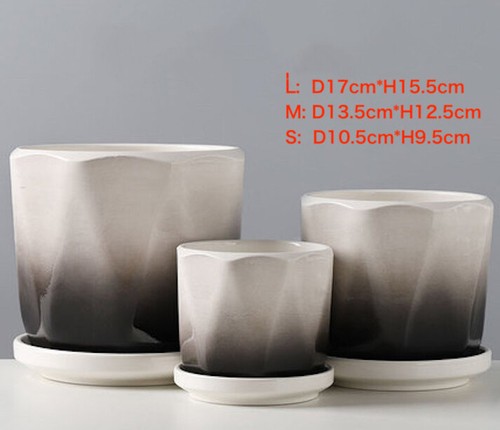 3 PCS POTS&TRAY 3 SIZE SET POTS HEAVY POTTERY CERAMIC FLOWER PLANT POTS 03 - Picture 4 of 17