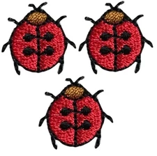 3-Pack Ladybug Applique Patch Mini Insect Lady Bug Embroidered Badge 5/8"