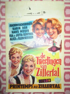 DIE ZWILLINGE VOM ZILLERTAL BELGIUM (21.5''x 14'') POSTER KARIN DOR 1957