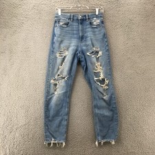 American Eagle Stretch Curvy Mom Jeans Womens 6 actual 28x27 Blue Denim Zip