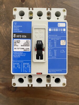 Westinghouse HFD3015 3 Pole 15 AMP Series C Circuit Breaker NEW