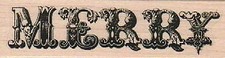 Merry 1 x 3 1/4" Rubber Stamp, Word/Phrase Stamp