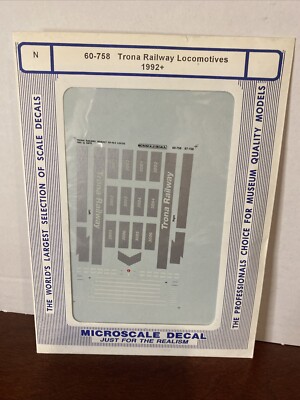Microscale Decal N Scale 60-758: Trona Railway Locomotives 1992+ NEW