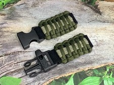20 22 mm Green Lines Adjustable Survival Paracord Watch Band Fits 7"- 8" Wrists