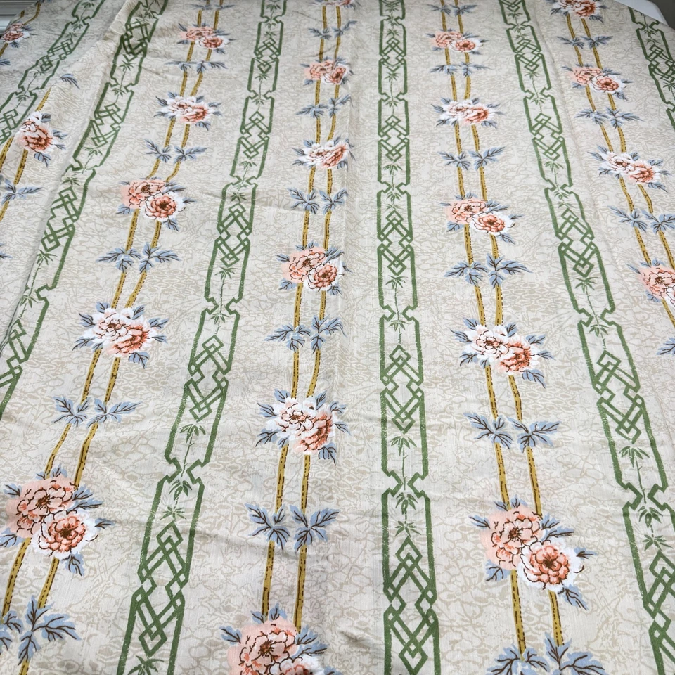 Sábana plana vintage Burlington King beige verde floral mezcla oriental EE. UU. Y2K Foto 3 de 4