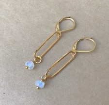 NEW NATURAL MOONSTONE SUNDANCE CHARM LINK EARRINGS HANDMADE ARTISAN JEWELRY