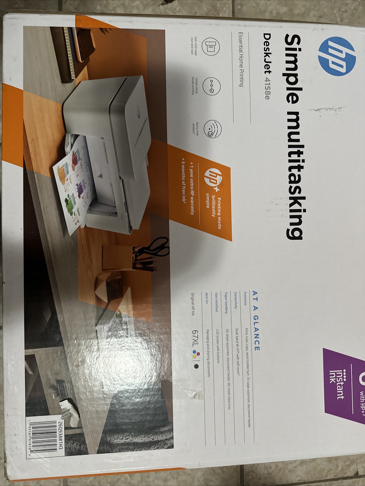 HP DeskJet (4158e) AllinOne Wireless Color Inkjet Printer eBay