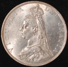 1887 Great Britain Double Florin AU++ Roman 1