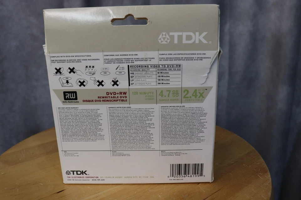 Paquete de 5 estuches joya TDK DVD+RW 2,4X 4,7 GB 120 min Foto 2 de 3