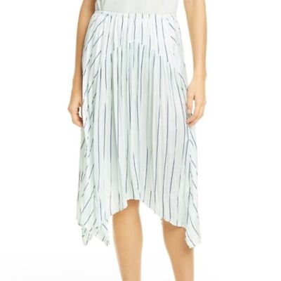Vince Striped Gauze Panel Midi Skirt Mint Green Size M NWT | eBay display picture 1