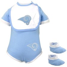 Reebok Los Angeles Rams Baby Blue Infant 3-Piece Creeper, Bib  Booty Set
