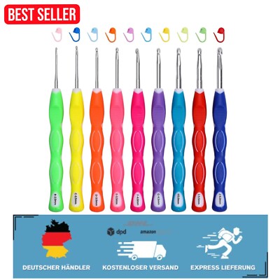 Vielseitiges Häkelnadel-Set: 9 ergonomische Nadeln für kreative Projekte