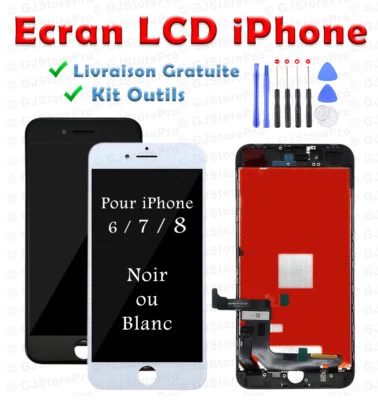 ECRAN LCD IPHONE 6 / 7 / 8 VITRE TACTILE SUR CHASSIS COULEUR NOIR OU BLANC - Photo 1/4