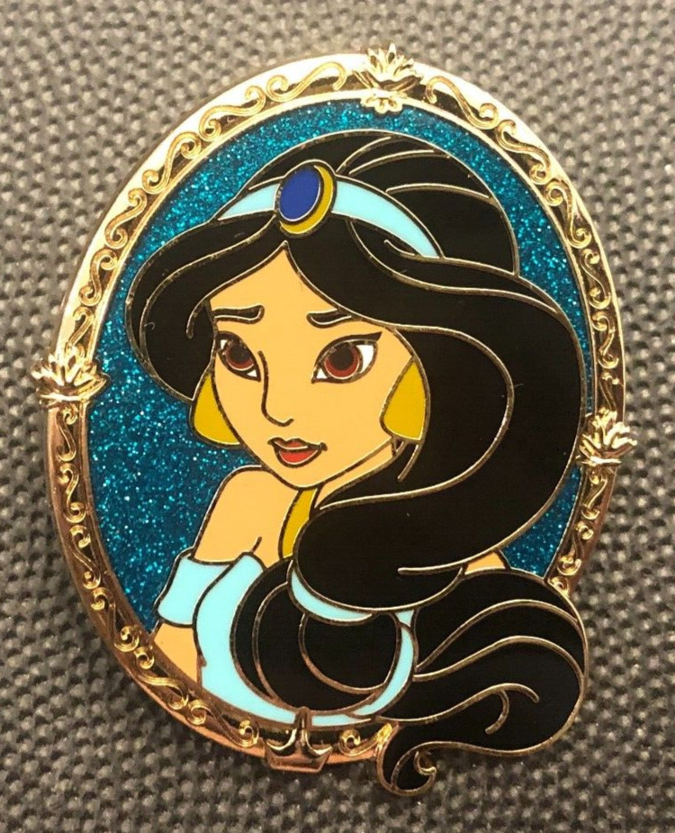 Disney pin 152600 Princess Jasmine Portrait Frame Aladdin glitter gold sparkle