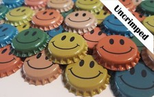 100 Smiley Beer Bottle Caps (((Uncrimped))) Crown Caps