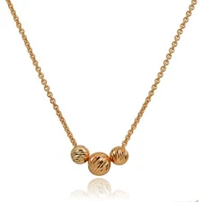 Rose Gold Flashed Sterling Silver Diamond-Cut 4mm & 6mm Sliding Beads Necklace