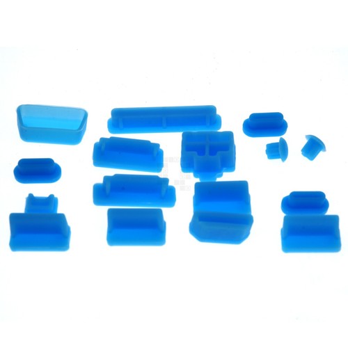 Housses anti-poussière en silicone 16 pièces pour ordinateur portable et appareils mobiles, bleu, USB - Photo 2 sur 19