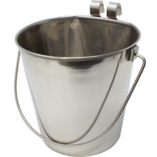 800108 Stainless Steel 4 Quart Flat Sided Food Water Bucket Pail Dog Kennel Farm