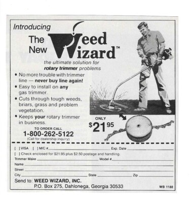1988 Weed Wizard Rotary Trimmer Vintage Print Advertisement