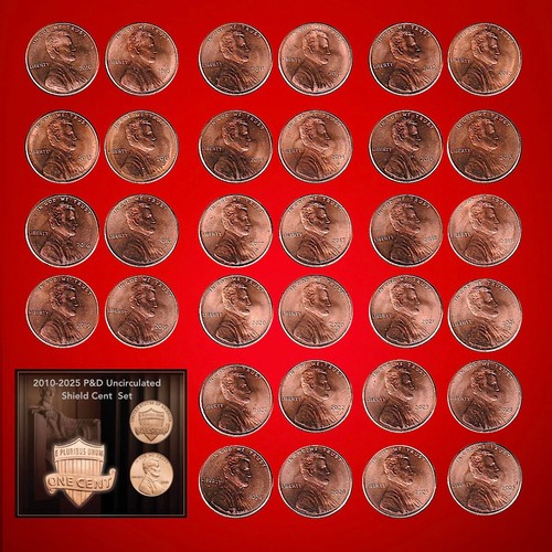 2010-2025 P&D Lincoln Shield Cents 32pcs/Set BU UNC