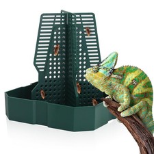Chameleon Feeding Bearded Dragon Bug Bowl Reptile Feeder Box with Column for ...