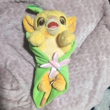 🐸 Disney Babies Lion King Plush Baby Simba with Leaf Blanket Disney Parks 12" 