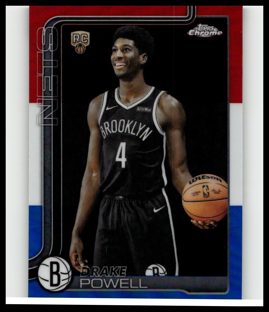 2025-26 Topps Chrome Drake Powell Red White and Blue Refractor #272